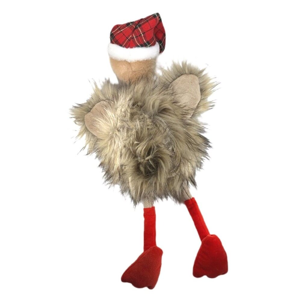 Pier 1 Imports 2019 Savanna Ostrich Plaid Stocking Santa Christmas Hat Plush 19" - Picture 6 of 9